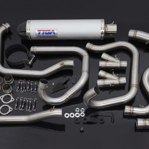 TYGA Racing Auspuffanlage inkl. Aluminium Endschalldämpfer mit Carbon Endkappe, Honda VFR750F, 3rd Gen. 90-93